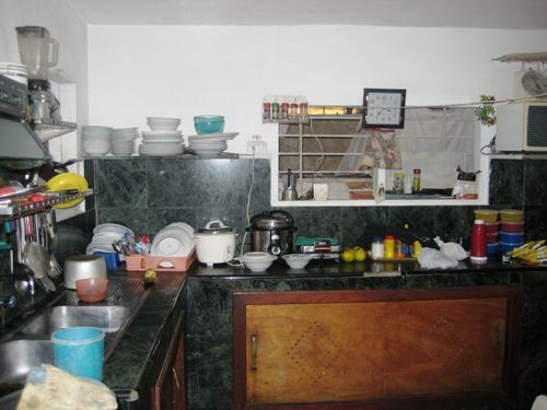 'kitchen' is what you can see in this casa particular picture. Casas particulares are an alternative to hotels in Cuba. Check our website cuba-particular.com often for new casas.